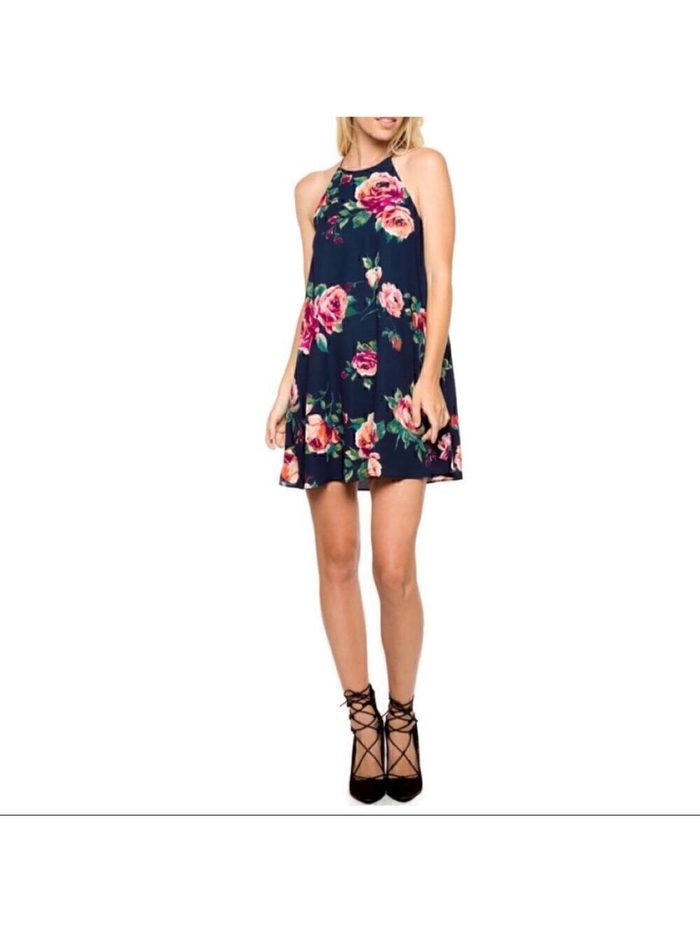 NEW Everly Anthropologie Navy Floral Sundress Sz M